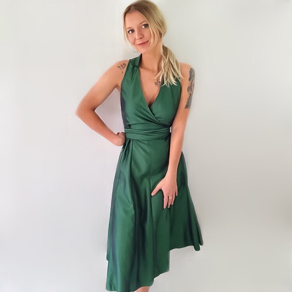 βSOLDβ Zara emerald green midi dress - Picture 3 of 7